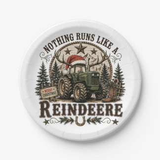 Christmas Tractor Reindeer Paper Plate