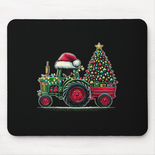 Christmas Tractor Santa Xmas Farm Truck  Mouse Pad (Front)