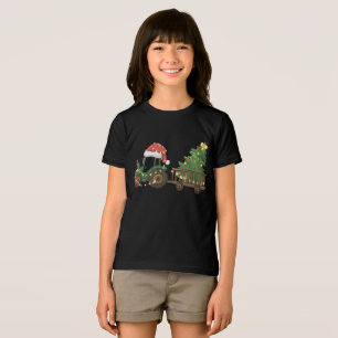 Christmas Tractor With Tree Farmer Farm Tri-Blend Shirt