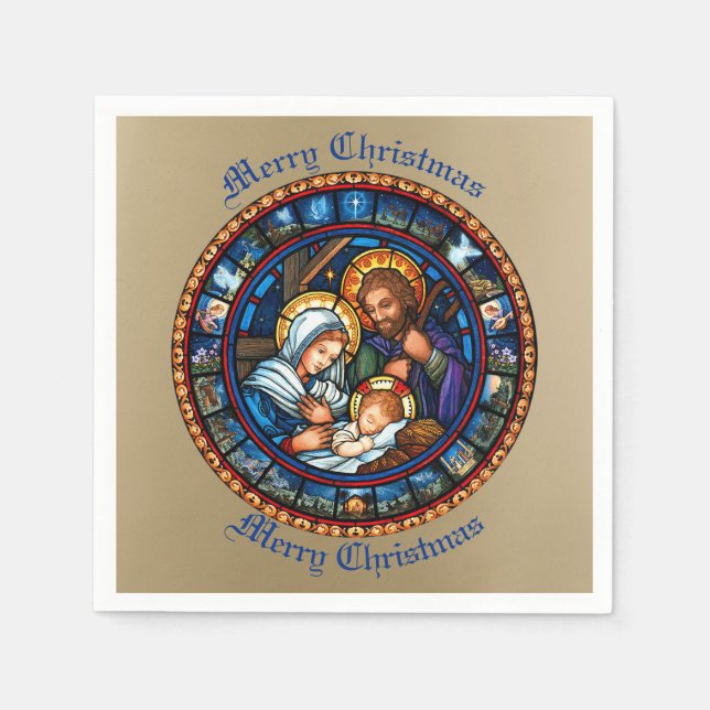 Christmas Traditional Nativity Scene  Napkin (Front)