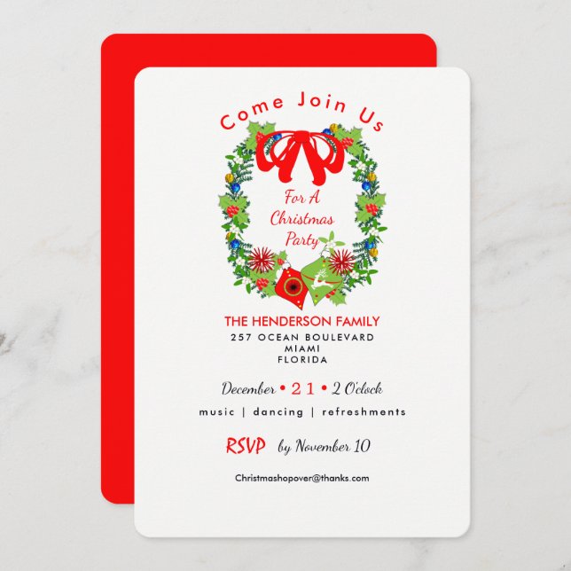 Christmas Traditional Party Invite (Front/Back)
