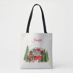 Christmas Trailer Camper Outdoorsy Theme Tote Bag
