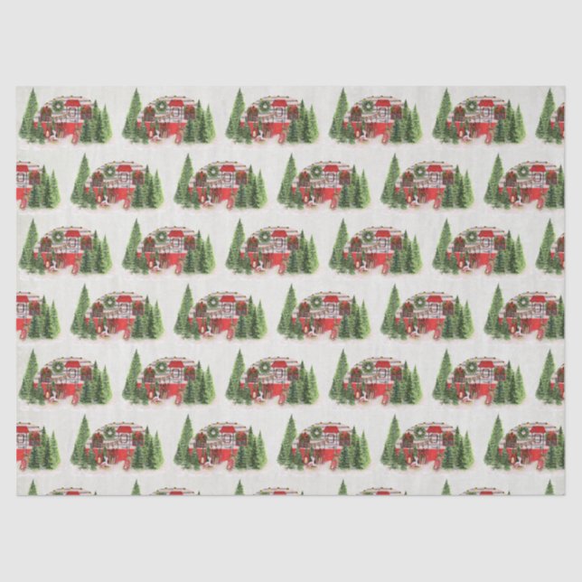 Christmas Trailer Camper Rustic Pattern Tissue Paper (Front)
