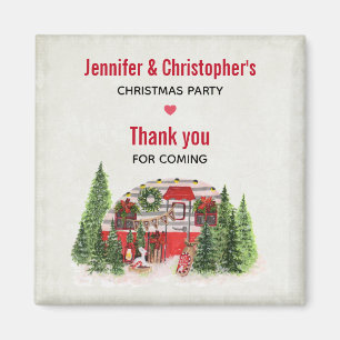 Christmas Trailer Camper Rustic Scene Thank You Magnet
