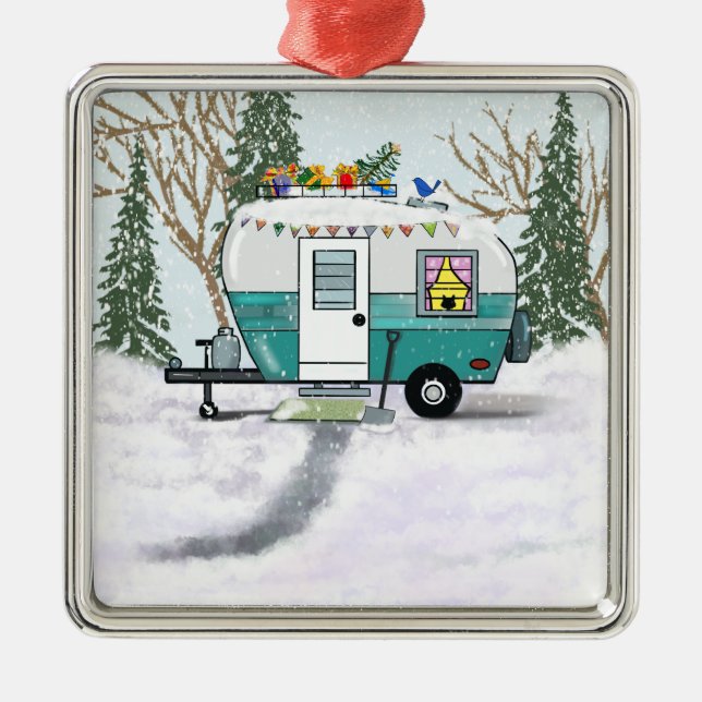  Christmas Trailer Metal Tree Decoration (Front)