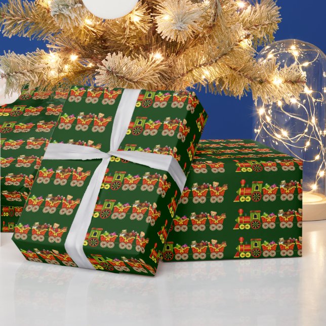 Christmas Train cartoon wrapping paper (Holidays)