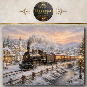 Christmas Train Decoupage Tissue Paper