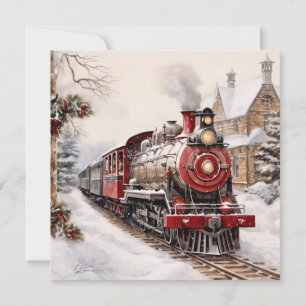 Christmas Train Flat Holiday Card