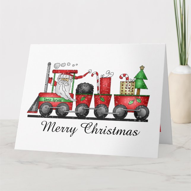 Christmas train Holiday add message card (Front)