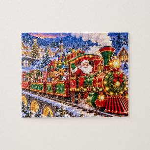 Christmas Train Holiday Scene Jigsaw Puzzle