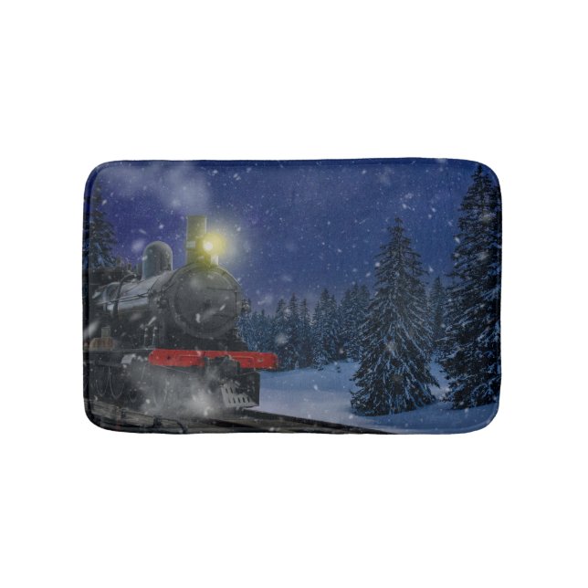 Christmas Train in the snow  Bath Mat (Front)