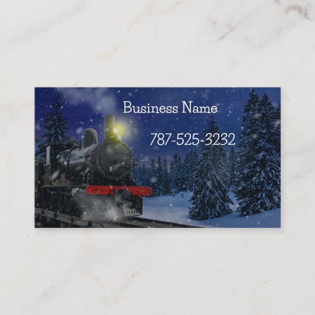 Christmas Train in the snow      Business Card (Front)