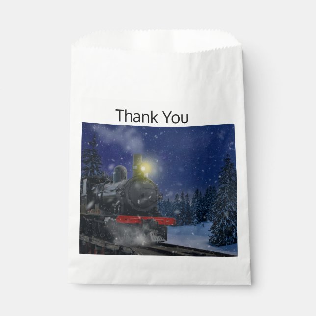 Christmas Train in the snow        Favour Bags (Front)