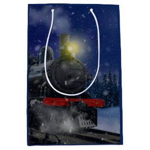 Christmas Train in the snow      Medium Gift Bag