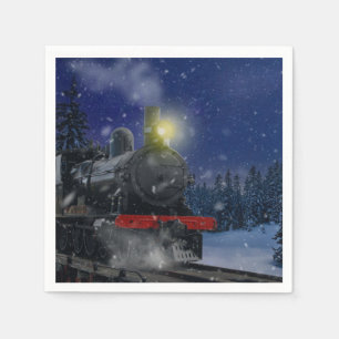 Christmas Train in the snow Napkin