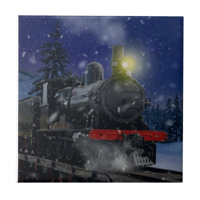Christmas Train in the snow               Tile (Front)