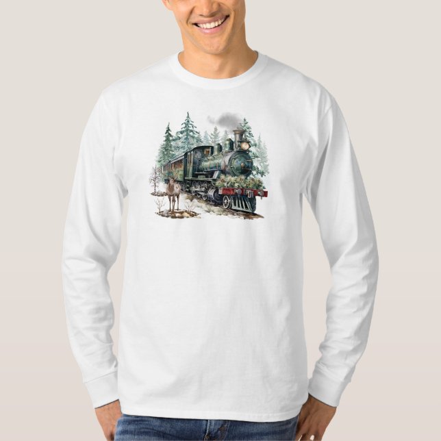 Christmas Train Long Sleeve T-Shirt (Front)