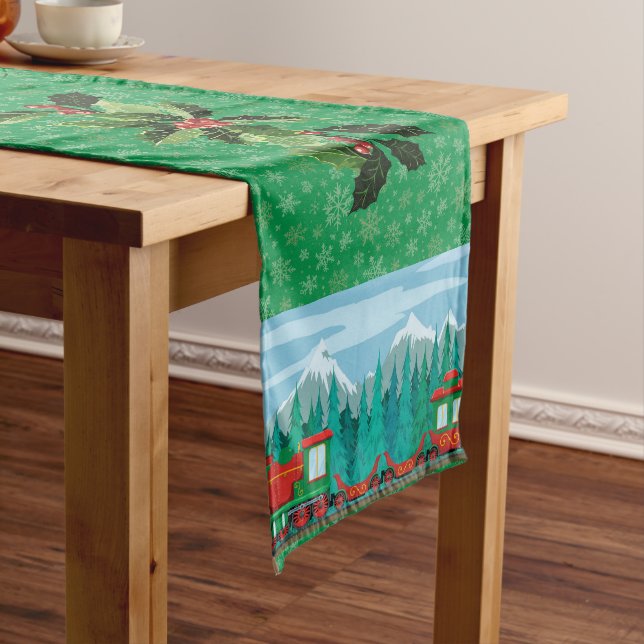 Christmas Train on Green Long Table Runner (In Situ)