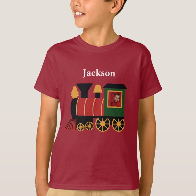Christmas Train Personalised Photo T-Shirt (Front)