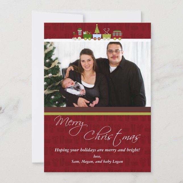 Christmas Train Photo Christmas Card (Front)