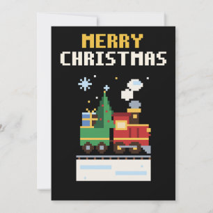 Christmas Train Pixel Art Christmas Card