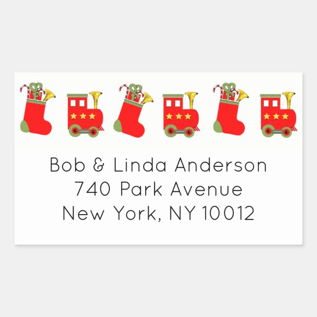 Christmas Train Rectangular Sticker (Front)
