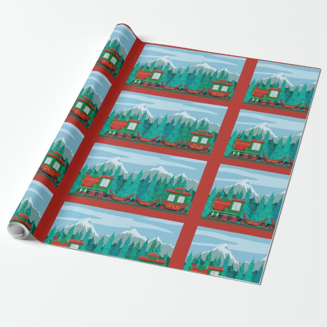 Christmas Train Wrapping Paper (Unrolled)