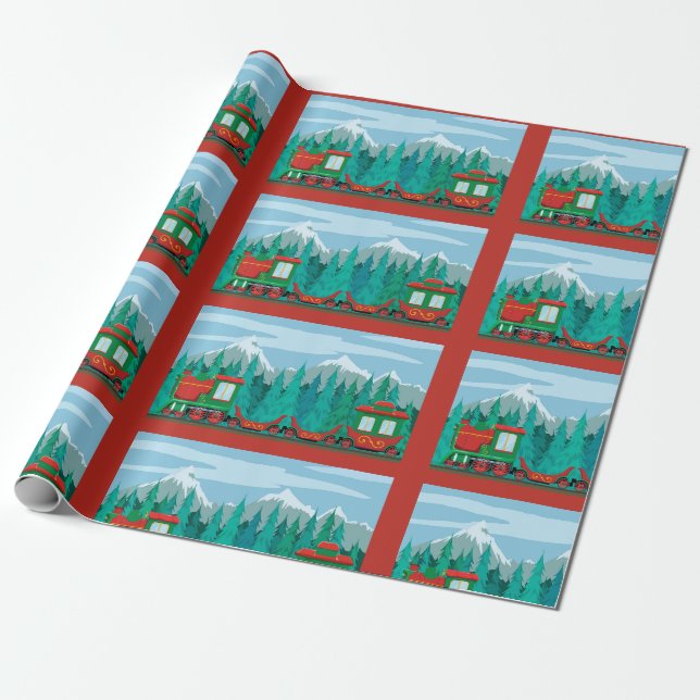 Christmas Train Wrapping Paper (Unrolled)