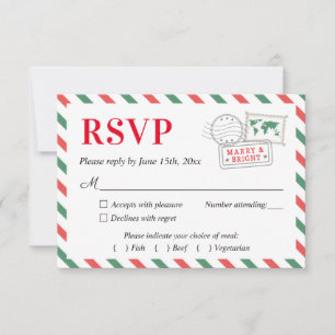 Christmas Travel Wedding Party RSVP Card Postcard