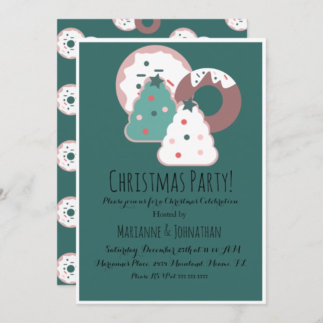 Christmas Treats Doughnut Sprinkles Holiday Theme Invitation (Front/Back)