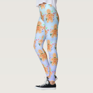 Christmas Treats Gingerbread Man Candy Cane Leggings