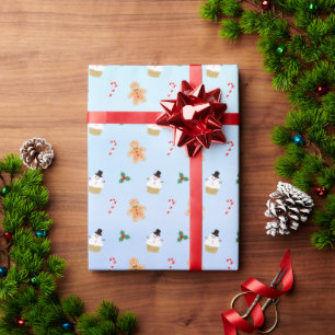 Christmas Treats Gingerbread Man Candy Cane Wrapping Paper