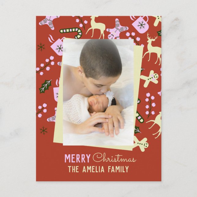 Christmas Treats Holiday Festive Family Photo  Postcard (Front)