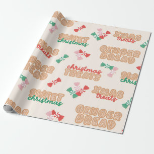 Christmas Treats Lettering Pattern Wrapping Paper