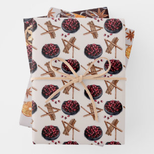 Christmas Treats Pattern Wrapping Paper Sheet