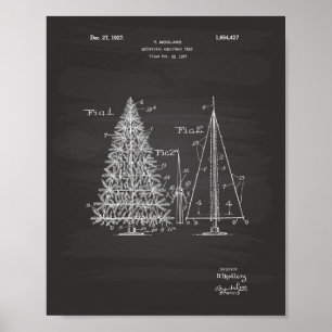Christmas Tree 1927 Patent Art Chalkboard Poster