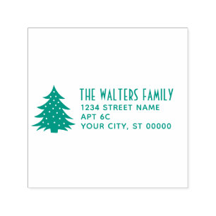 Christmas Tree #1 Family Name Return Address Self-inking Stamp