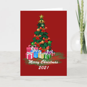 Christmas Tree 2021 Burgundy Folded Card