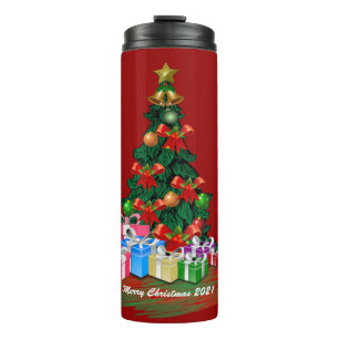 Christmas Tree 2021 Burgundy Thermal Tumbler