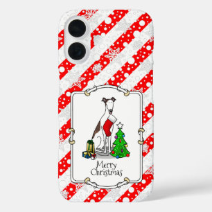 Christmas Tree 2 Greyhound (brindle white) Dog Fun iPhone 16 Case