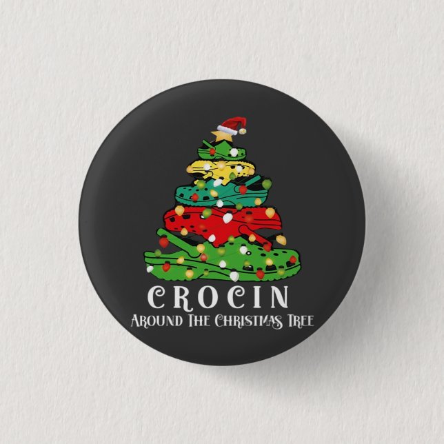 Christmas tree 3 cm round badge (Front)