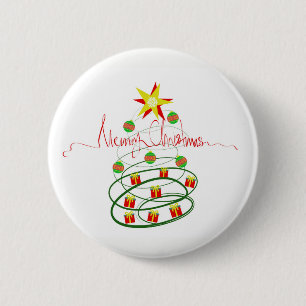 Christmas tree 6 cm round badge