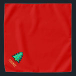 Christmas Tree 8 bit Pixel Art Red Funny Xmas Name Bandana<br><div class="desc">Cute pixel art Christmas tree with name to personalise.</div>