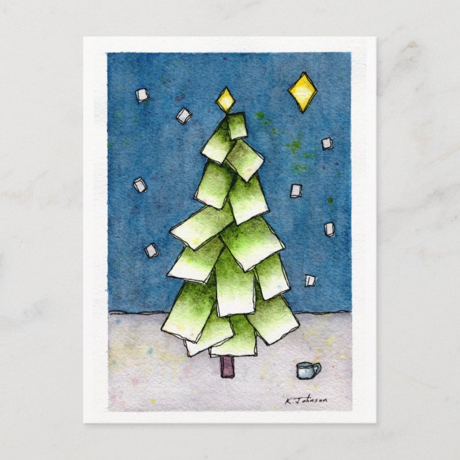 Christmas Tree Abstract Holiday Postcard (Front)