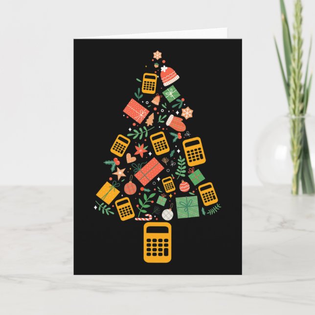 Christmas Tree Accountant Calculator Finance Chris Card (Front)