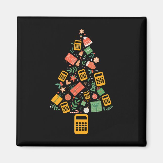 Christmas Tree Accountant Calculator Finance Chris Magnet (Front)