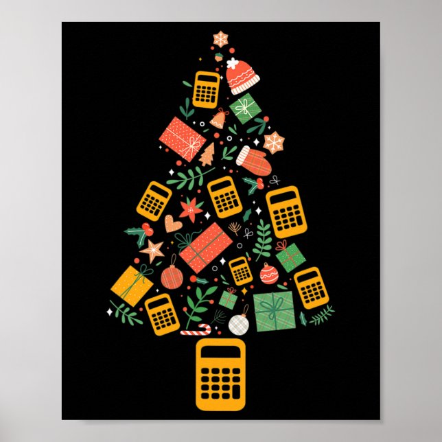 Christmas Tree Accountant Calculator Finance Chris Poster (Front)