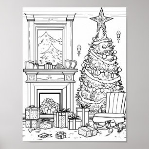 Christmas Tree Adult Colouring Poster