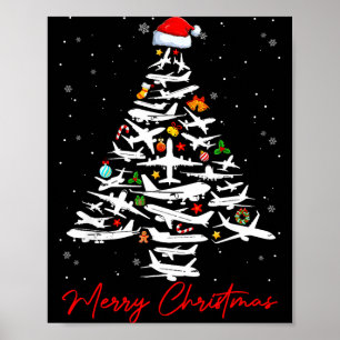 Christmas Tree Airplanes Lots Merry Christmas Men  Poster