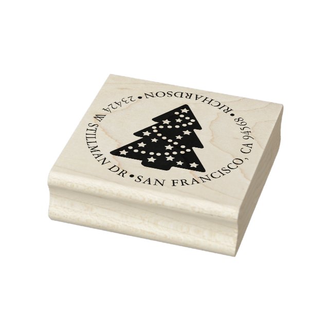 Christmas Tree and Address Rubber Stamp (Stamp)
